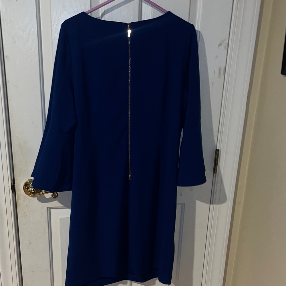 J. Howard Royal Blue Dress Size 16W Long Sleeve Stretch Career Church - Picture 4 of 5